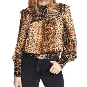 Free People Roma Blouse In Leo Combo Size Small
